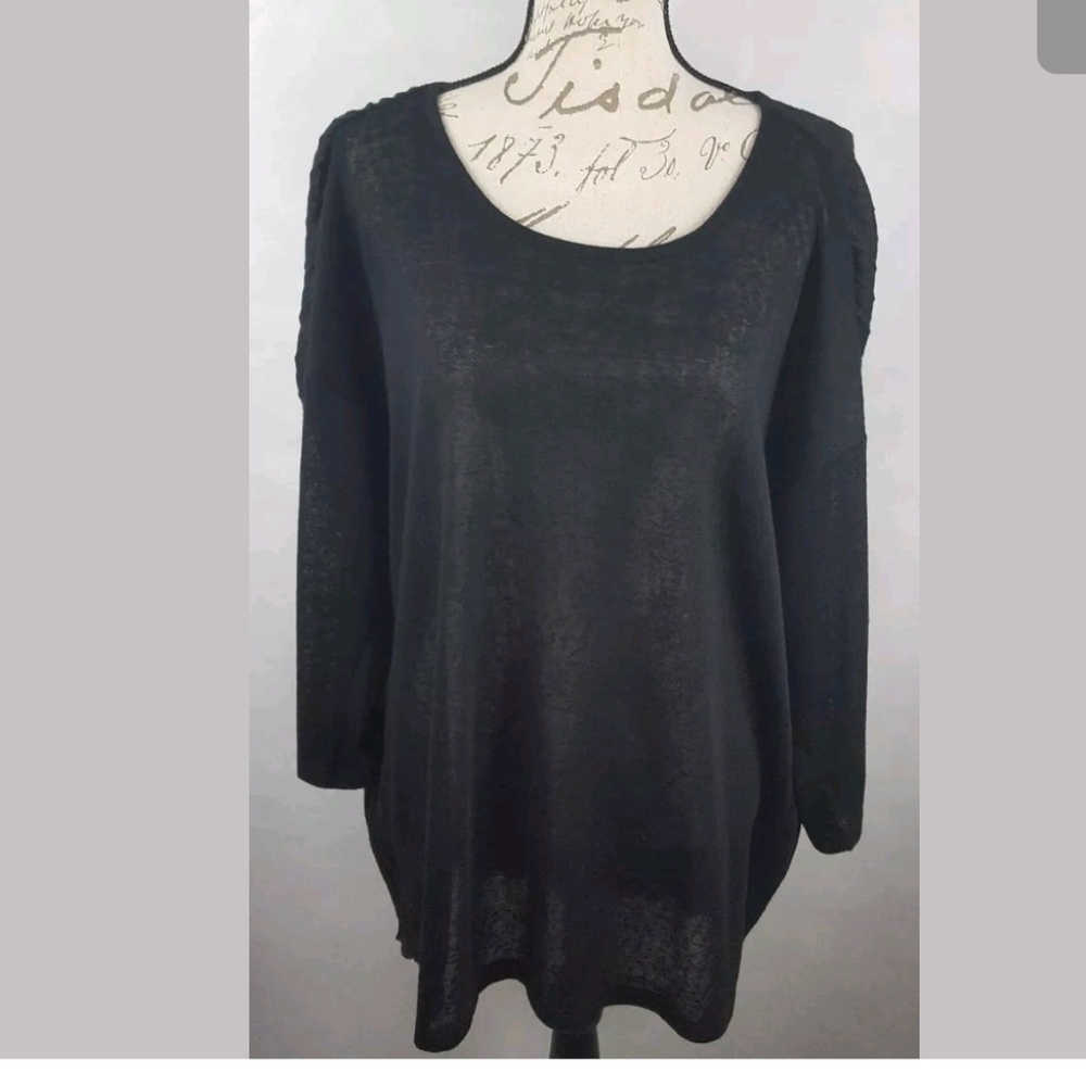 NWT Toni Morgan black blouse large